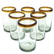Amber Rim 120 oz Pitcher and 6 Drinking Glasses set